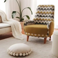 Sessel Polstersessel Einsitzer Wohnzimmer Sitzer Stoff Gelbmoderne