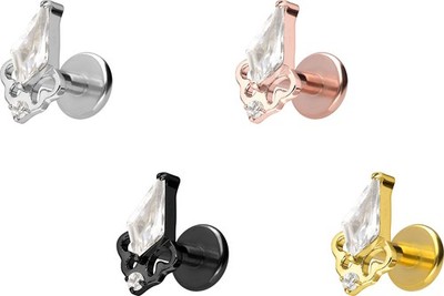 PIERCINGLINE  Piercing Stecker Titan Labret mit Gewinde KRISTALLSCHILD