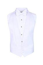 White Pique Formal Vest  Pre Tied Bow Tie - Tailcoat Waistcoat 2XL, White 