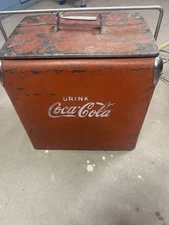 Coca-Cola Vintage Cooler Ice Chest Red/White 19x18x12 Inches USA Made Coke Logo