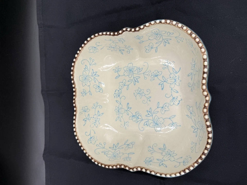 Juego de 3 cuencos cuadrados con cuentas Temp-tations By Tara encaje floral azul claro 7 1/2" Foto 4 de 4