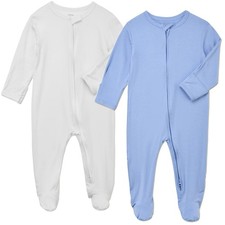 Baby Footie Pajamas Zipper - Rayon from Infant Footed Pjs with Mittens Sleepw...