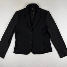 Talbots Petites Black Mixed Media Wool Blend Two Button Blazer Jacket 12P