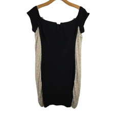 Xscape Womens Cap Sleeve Above Knee Body Con Dress Embellished Black Size 18W