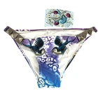 Sinful by Affliction Bikini Bottom Studded Birds Leopard Rhinestone Blue Size XS