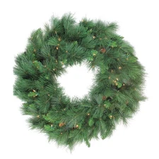 Northlight White Valley Pine Artificial Christmas Wreath - 48-Inch, Clear Lights