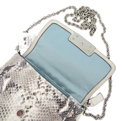 New Coach Kristin Python Embossed Reptile Crossbody Purse Ivory