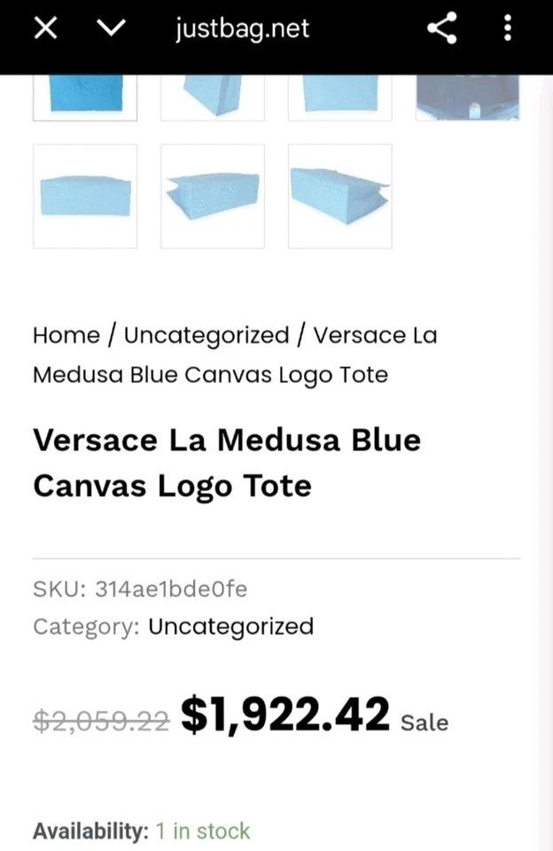 Versace La Medusa Blue Women's Canvas Logo Tote RETAIL $1922 (NWOT) COA INCLUDED - Image 2 of 4
