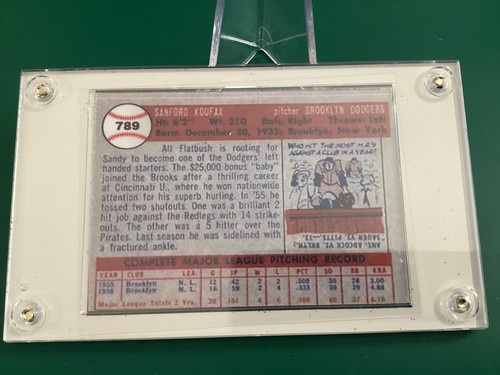 1957 Topps Style Sandy Koufax Pose Variation Dodgers Blue Display - Picture 3 of 6
