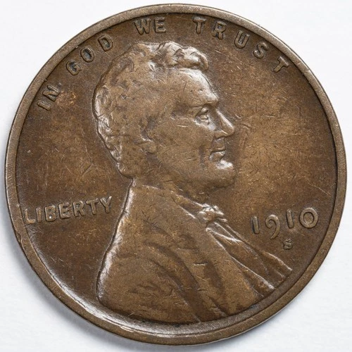 1910-S Lincoln Wheat Penny San Francisco Mint Fine (F)