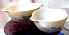 Set Of 2 PYREX Homestead Cinderella Mixing Bowls 441 & 442, Tan and Blue