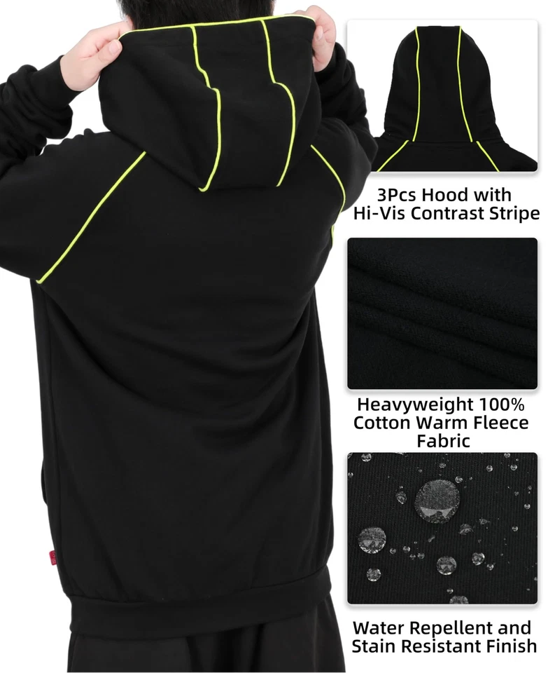 FR Hoodies 12oz Heavyweight Cotton Fleece Zipper Front Flame Resistant Contra... - Image 3 of 4