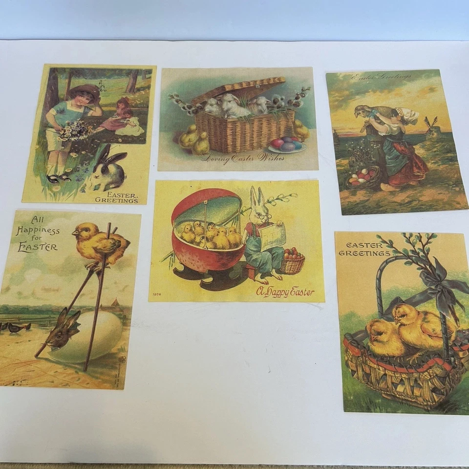 Block Puzzle ~ "A Happy Easter" ~ 12 Paper Covered Wood Blocks w/ Posters ~ Used - Image 3 of 4