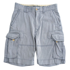 Vintage Polo Ralph Lauren Cargo Shorts Blue White Stripe Mens 32 Coastal Preppy