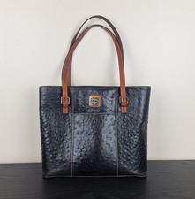 Dooney & Bourke Handbag Lexington Black Ostrich Embossed Leather Shoulder Tote