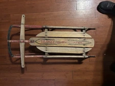 Vintage 36” Small Yankee Clipper No 10 Flexible Flyer Wooden Sled Wood Metal Kid