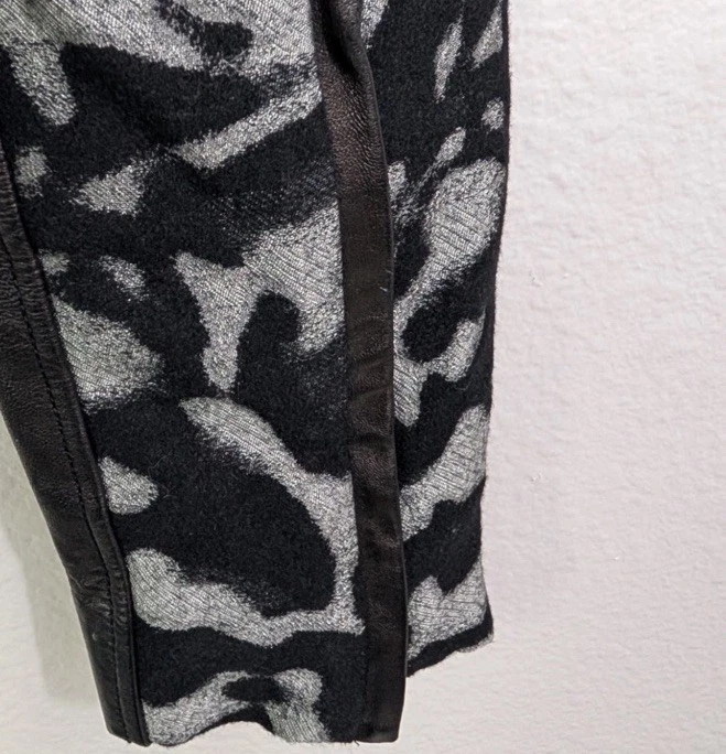 Chaqueta Diane Von Furstenberg Theodora Moto Leopardo Lana Cordero Cuero talla 8 Mb Foto 4 de 4