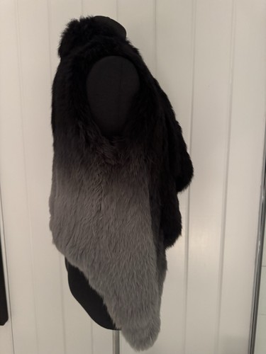 YVES SALOMON 100% Rabbit Fur Black Gradient Cardigan Jacket France Sz FR 34 US - Picture 3 of 8