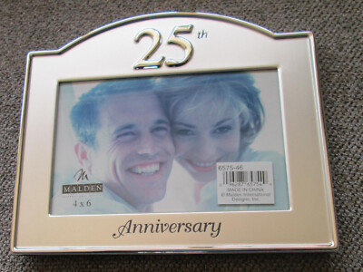 NEW  Malden 25th Anniversary Picture Frame 4''x6''  Silver Metal Brushed Polished