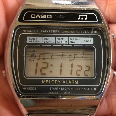 希少　CASIO M-1230 MELODY ALARM デジタル クロノグラフ Vintage Casio M-1230 Melody Alarm LCD Watch Japan 1980 Unit
