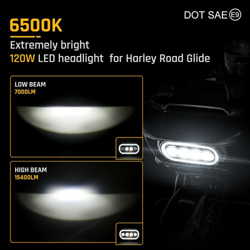 LED Front Headlight Carbon Fiber Harley Road Glide FLTRX,Special FLTRXS 2015-22 - Bild 4 von 8