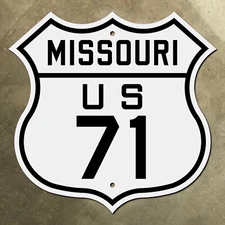 Missouri US route 71 highway marker sign mother road Joplin Kansas City 1926 16"