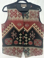 Vintage Roughrider by Circle T Womens Sz L Western Vest Southwest Aztec Carpet