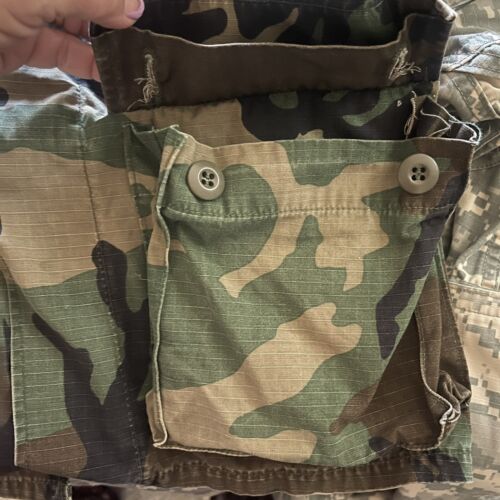 Military Hot Weather Woodland Camouflage XS Combat Coat Big Pockets 100% Cotton - Picture 8 of 12