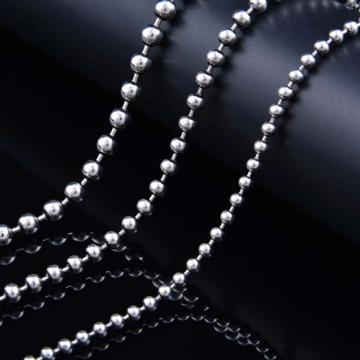 C30 Collana A Sfera In Perle D'Argento Sterling 925 Lunghezza Selezionabile 3 Mm - Immagine 3 di 4