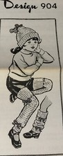 904 Vintage Child's cap and leg warmers Pattern to CROCHET  Reproduction 