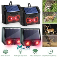 Solar Power Ultrasonic Animal Repeller Pest Repellent Bird Deer Raccoon Rat Mice