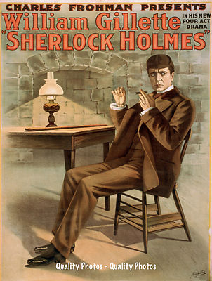 Sherlock Holmes Lighting Cigar 8.5x11'' Photo Print, Actor William Gillette Play