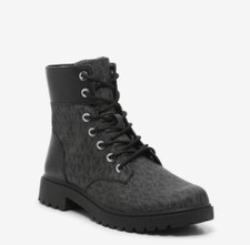 Botín para mujer Michael Kors Alistair clásico de combate negro talla 9,5 nuevo con caja talla rara