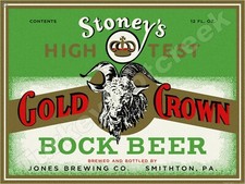 Stoney's Gold Crown Bock Beer Label 9" x 12" Metal Sign