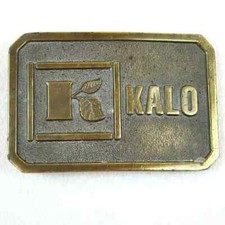 Vintage 1970s Kalo Labs Belt Buckle Farm Seed Lewis Corp USA Gold tone Metal