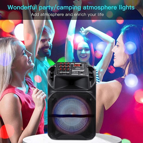 Portable Bluetooth Speaker Heavy Bass Sound Party DJ System w/ Mic AUX FM Lights - Picture 15 of 20