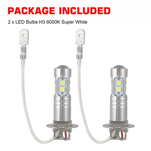 2Pcs H3 LED Fog Light Bulb Conversion Kit Super Bright Canbus 6000K White 55W US