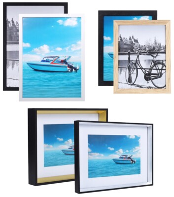 Bilderrahmen Echtholzdesign Holz MDF Foto Passepartout Modern 5 Farben 3 Größen
