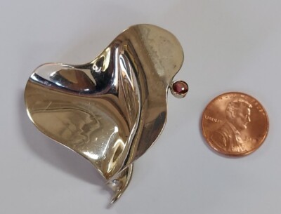 Estate Jewelry Designer CL Heart .925 Sterling Silver Pendant Or Pin 2 ...