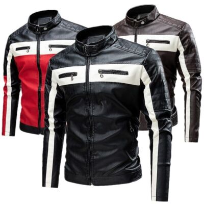 Machine Jacket Mens Motorcycle Faux Leather Jacket Warm Zip Coat Fashion Machine ...