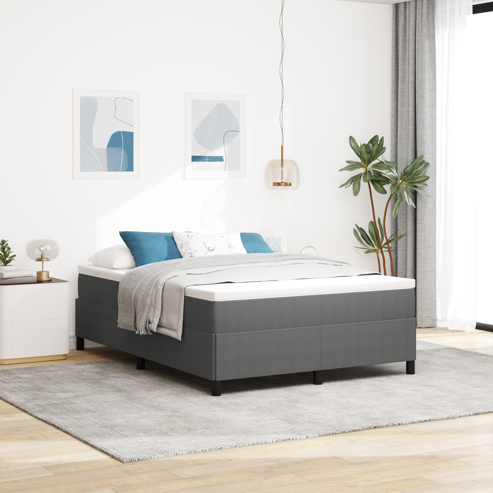 Struttura Letto Grigio Chiaro 160x200 cm Tessuto Vellutato
