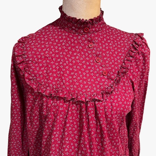 Vintage Floral Maternity Dress Ruffle Prairie Cottage Boho Modest Button Size S - Picture 3 of 15