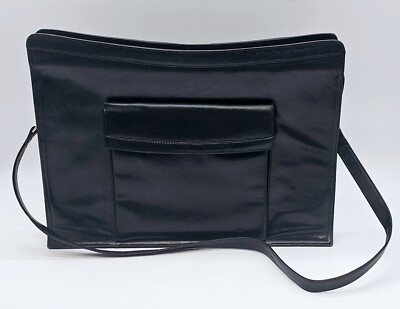 Vtg Hartmann Sharif Black Leather Lawyer Doctor Briefcase Laptop Bag Distressed 