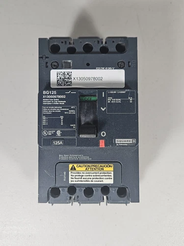 Square D BG125 X13050978002 3 Pole 125 Amp 240-480-600v PowerPact