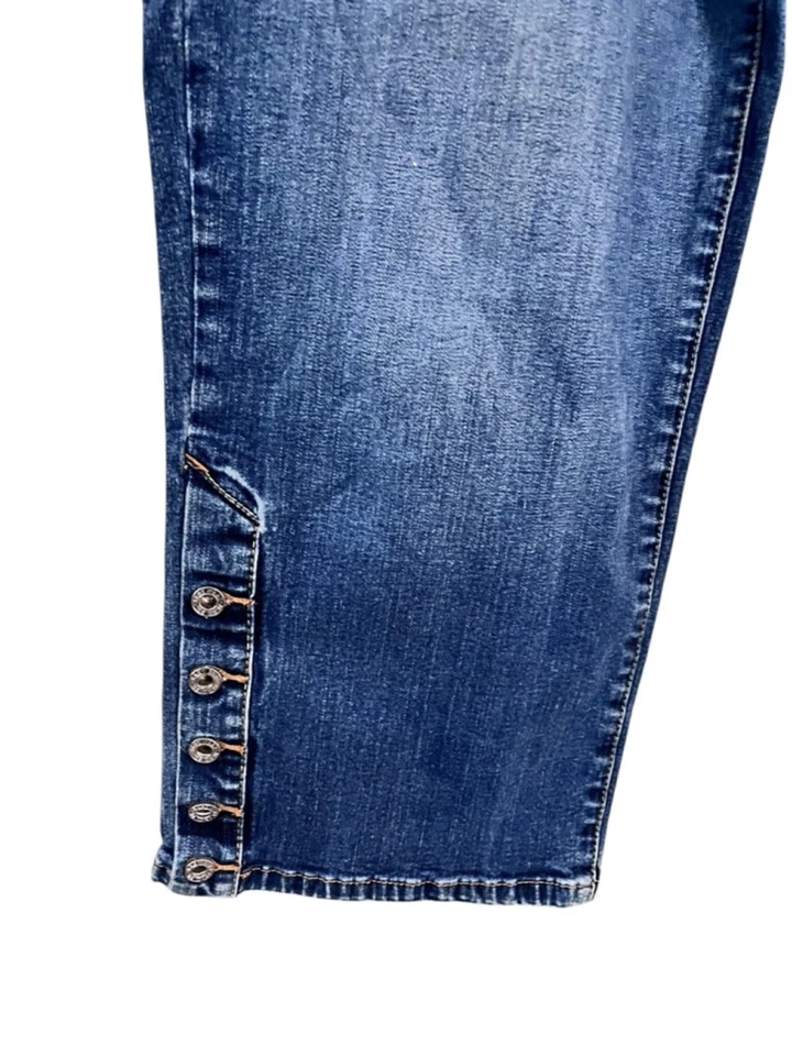 Pantalones de mezclilla recortados Baby Phat vintage Y2K bordados para gato talla 20 informales para mujer azules Foto 4 de 4