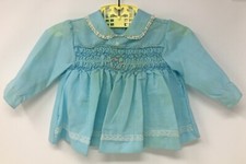Vintage Infant Girls Blue Embroidered Dress Size 18 Month
