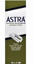 100 ASTRA Super Platinum Smooth Double Edge Safety Razor Blades (Box of 20x5)