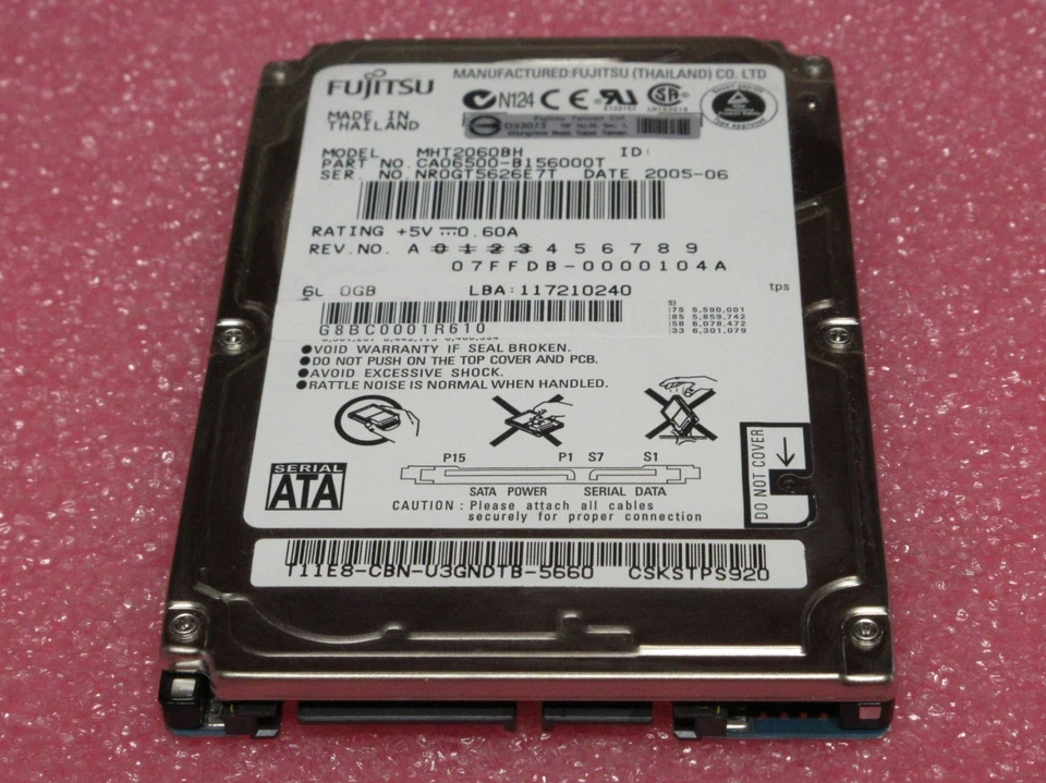 Fujitsu 60GB 5400RPM 2.5" 3G SATA CA06500-B156000T MHT2060BH HDD Hard Drive - Image 2 of 4