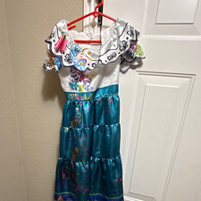 Disney Mirabel Encanto Girls Dress Costume Blue/White Polyester Size 4-6X