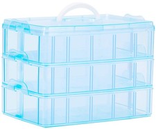 3-Tier Craft Storage Organizer Box Plastic,Blue